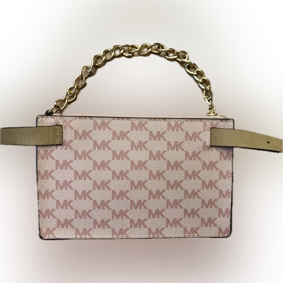 Michael Kors Pull Chain Belt Bag pink Logo MK Monogram Rose Gold, M - Picture 2 of 8